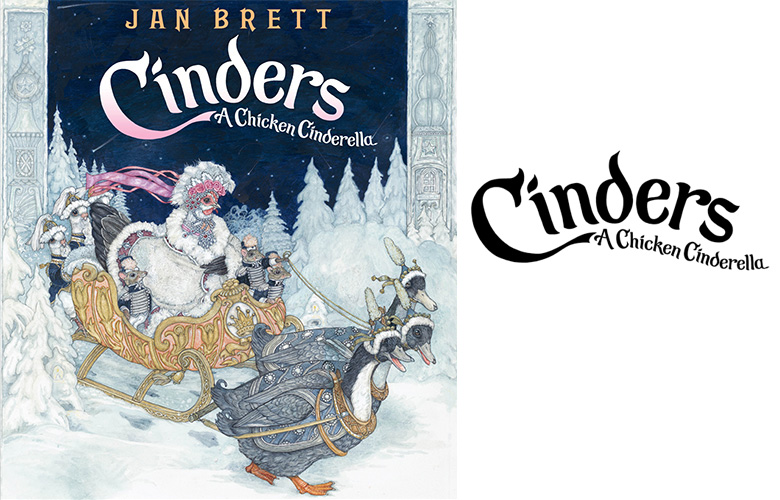 Title lettering for Jan Brett's latest, a retelling of the classic Cinderella tale. (Penguin Young Readers)